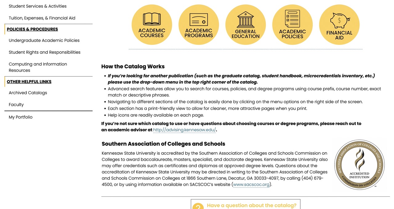 kennesaw state university catalog 2
