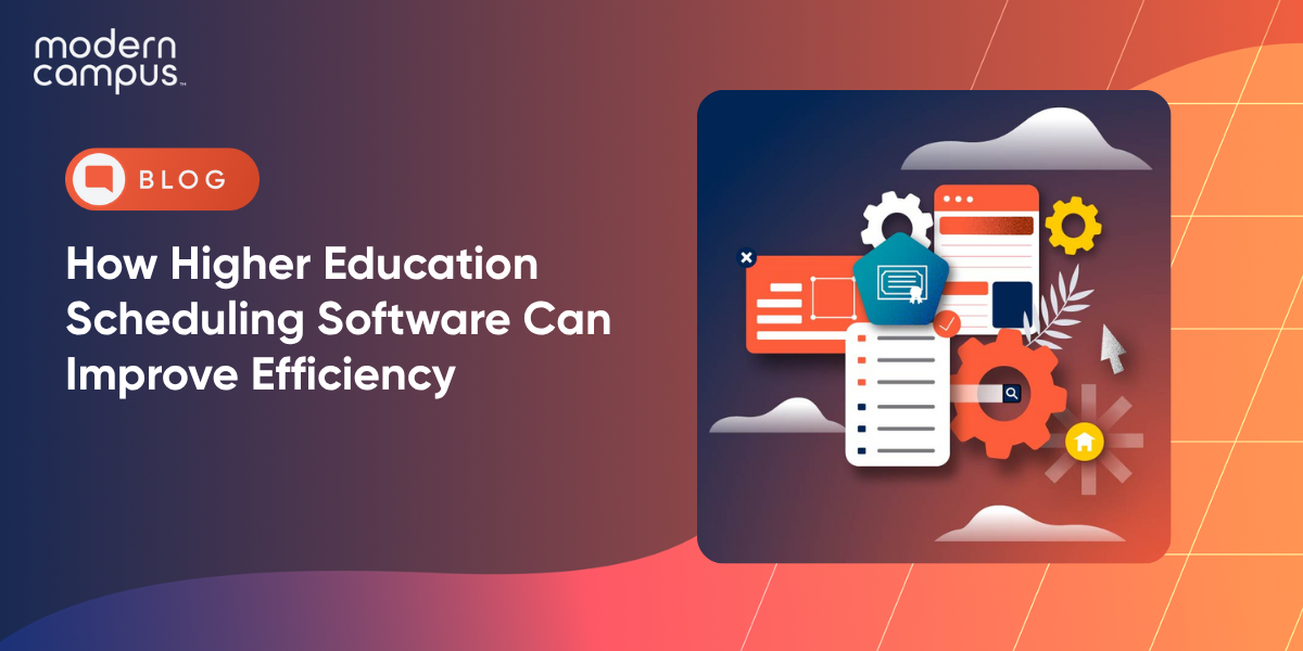 Graphic image with the phrase 'How Higher Education Scheduling Software Can Improve Efficiency'.