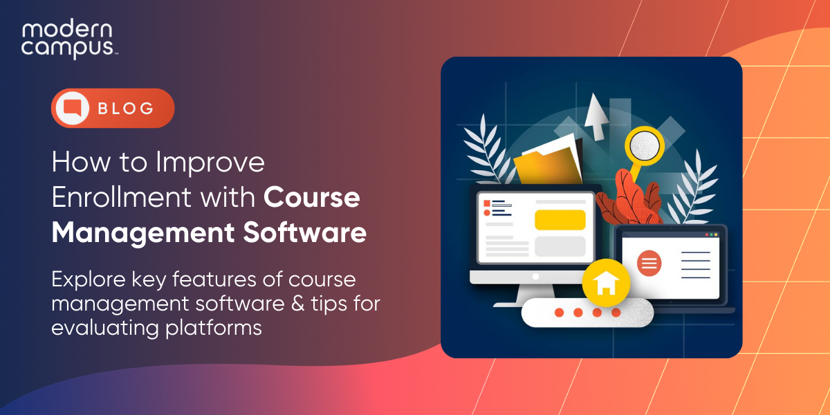 Graphic image with the sentence 'How to Improve Enrollment with Course Management Software'