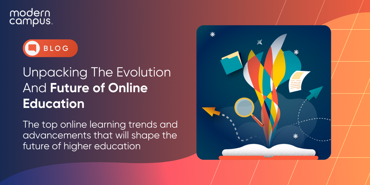 graphic image that says 'Unpacking the Evolution and Future of Online Education'