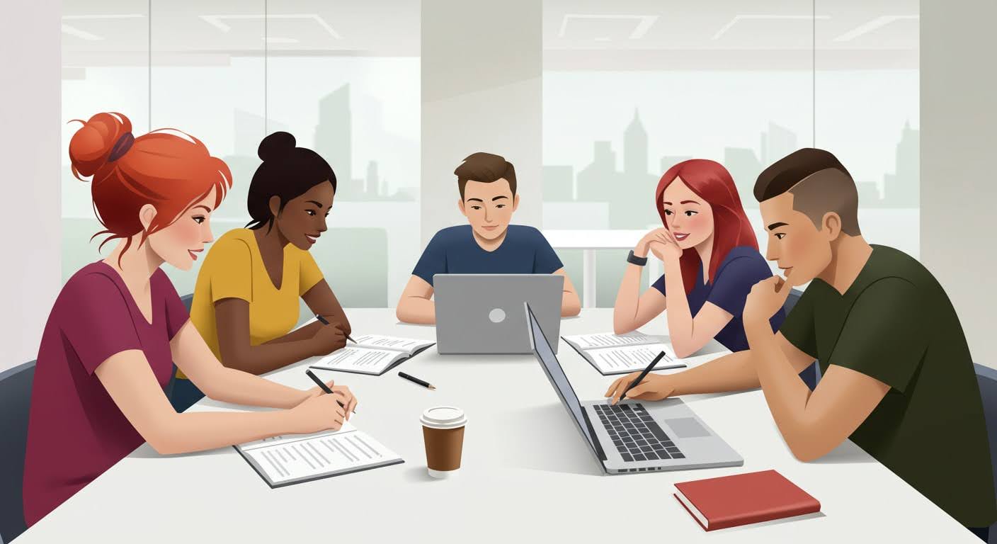 students gathered at desk