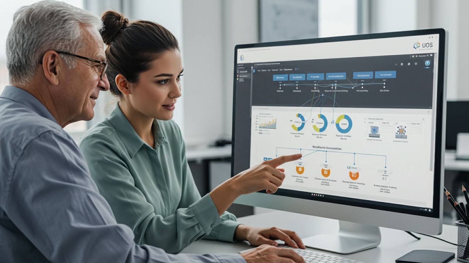 image pointing at computer
