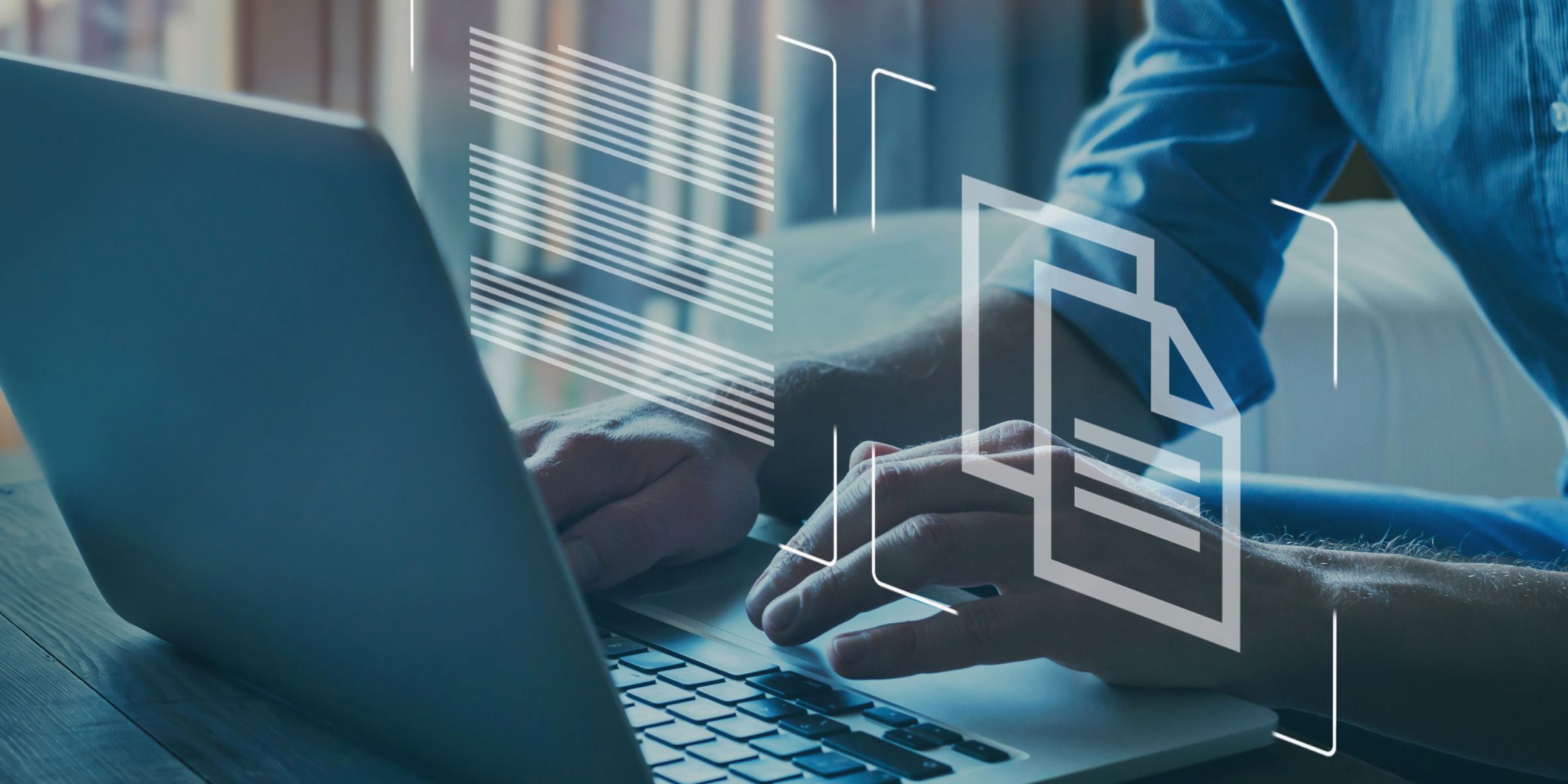 hands of a person working on a laptop