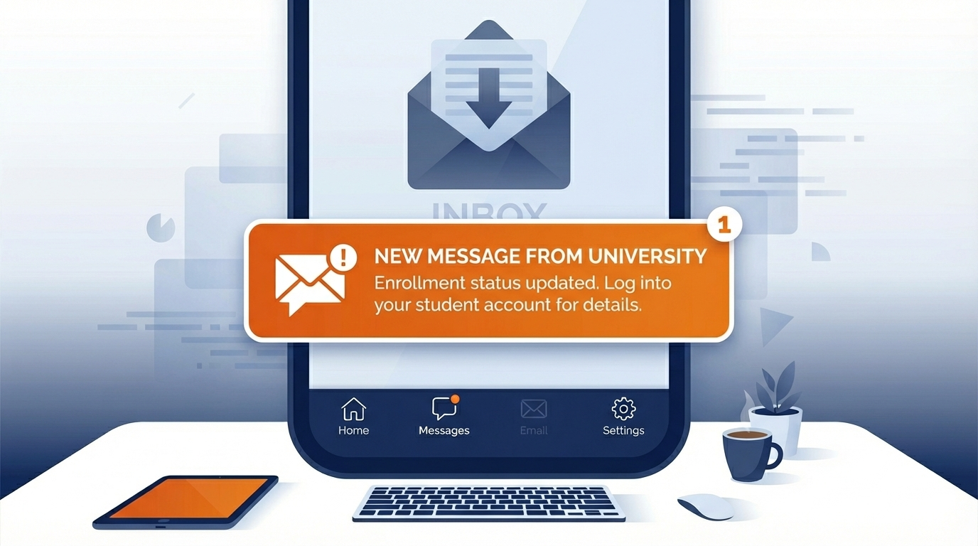 An image of a computer screen showing enrollment status