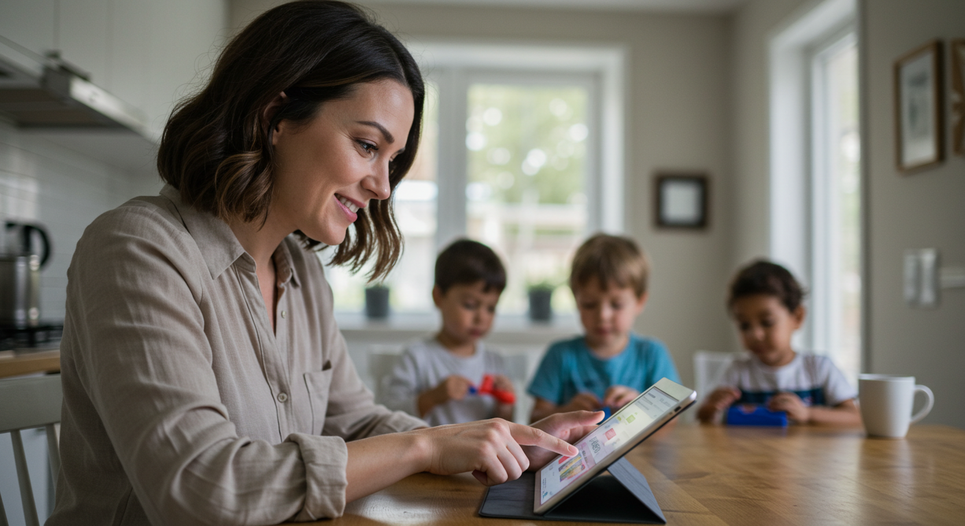 mom working from home