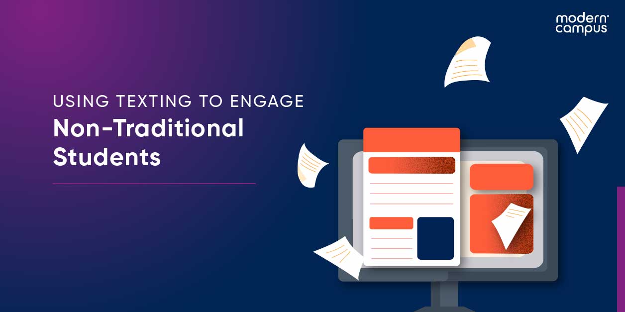 Graphic design with the phrase Using Texting to Engage Non-Traditional Students