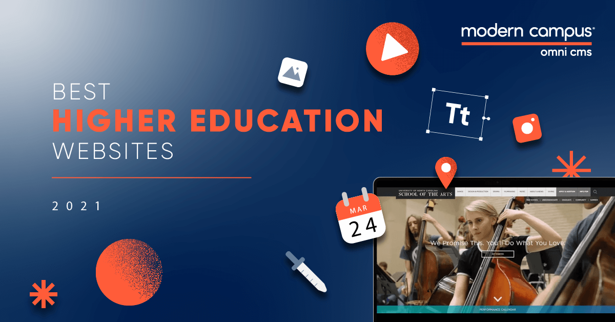 Graphic with the phrase Best Higher Education Websites.