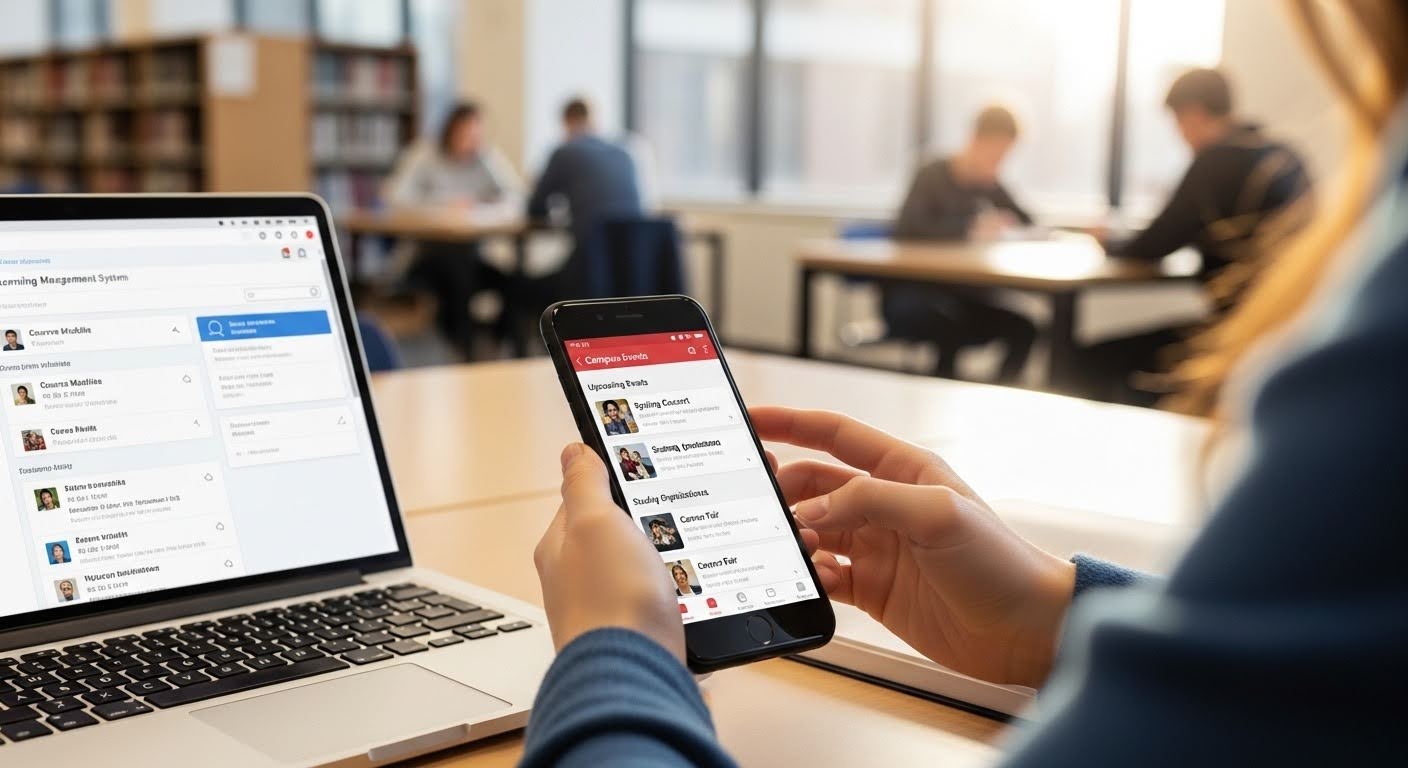 A student using engagement tools