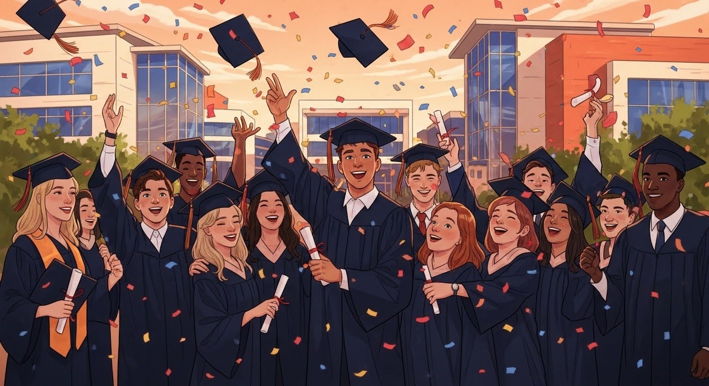 students at graduation